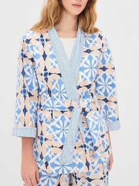 Marea by Liz Joy Quilted Jacket | Blue Cafe Tile Size L/XL